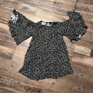 Art Class Floral Kids Dress with ruffle sleeves